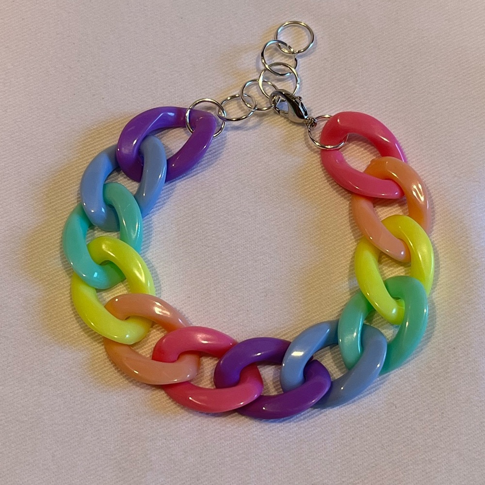 Handmade Rainbow Plastic Chain Link Bracelet